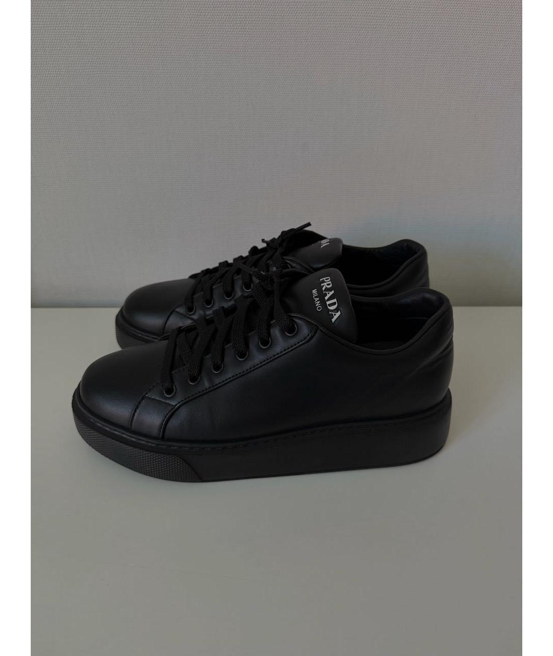 PRADA Черные кожаные кеды, фото 5