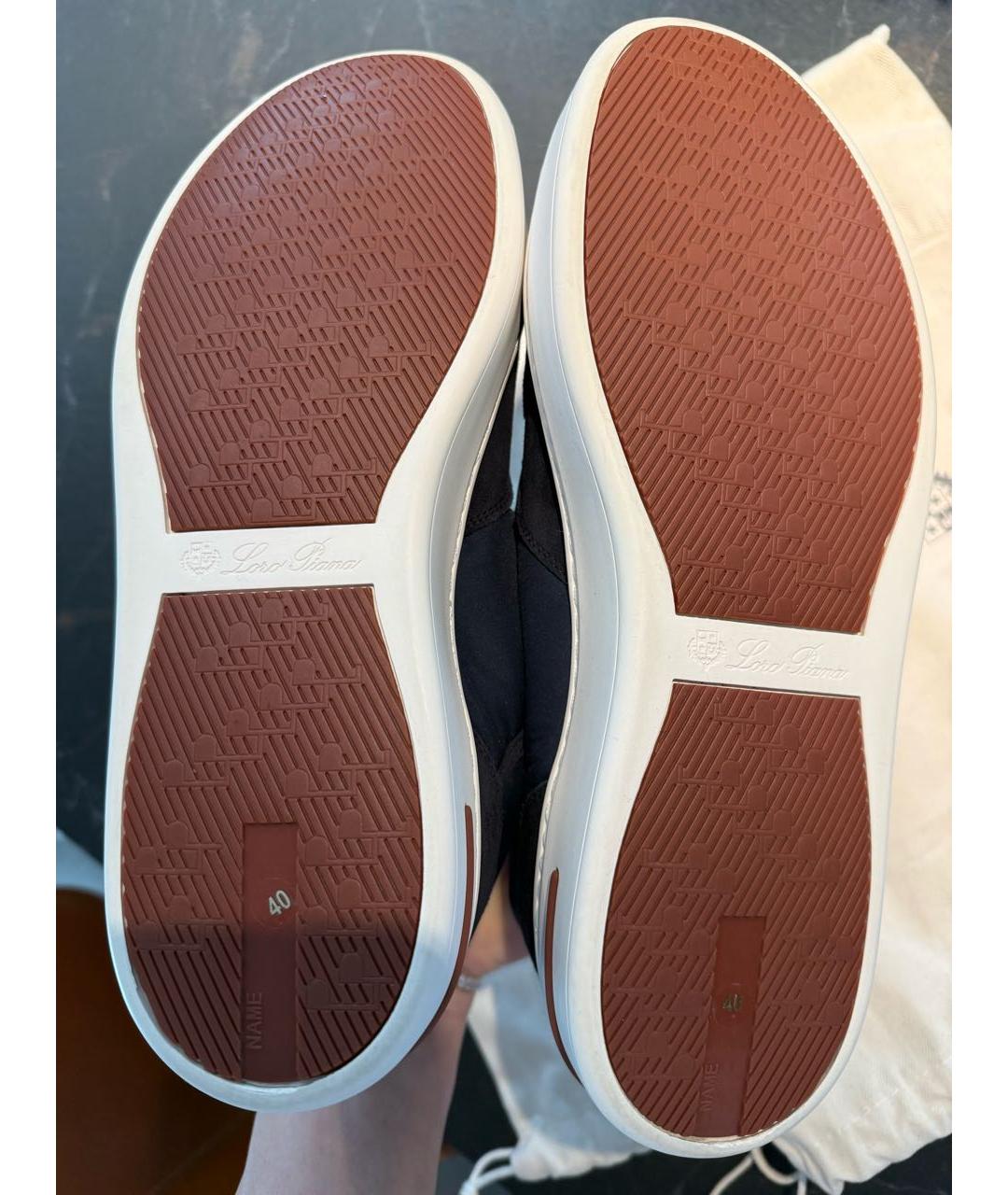 LORO PIANA Темно-синие замшевые низкие кроссовки / кеды, фото 4