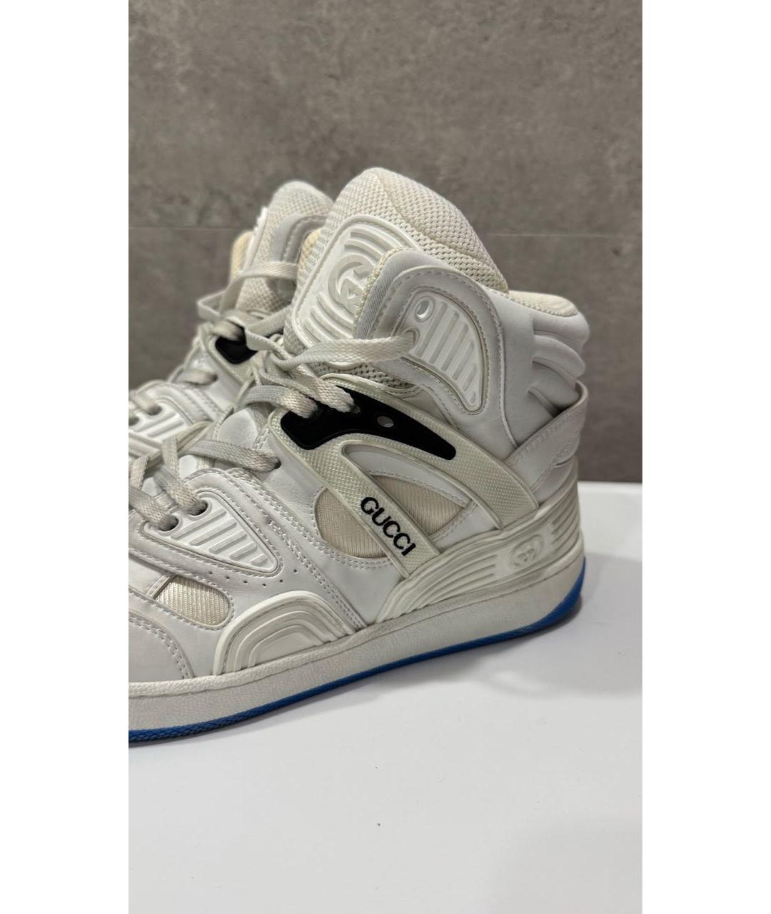 GUCCI Белые кожаные кроссовки, фото 3