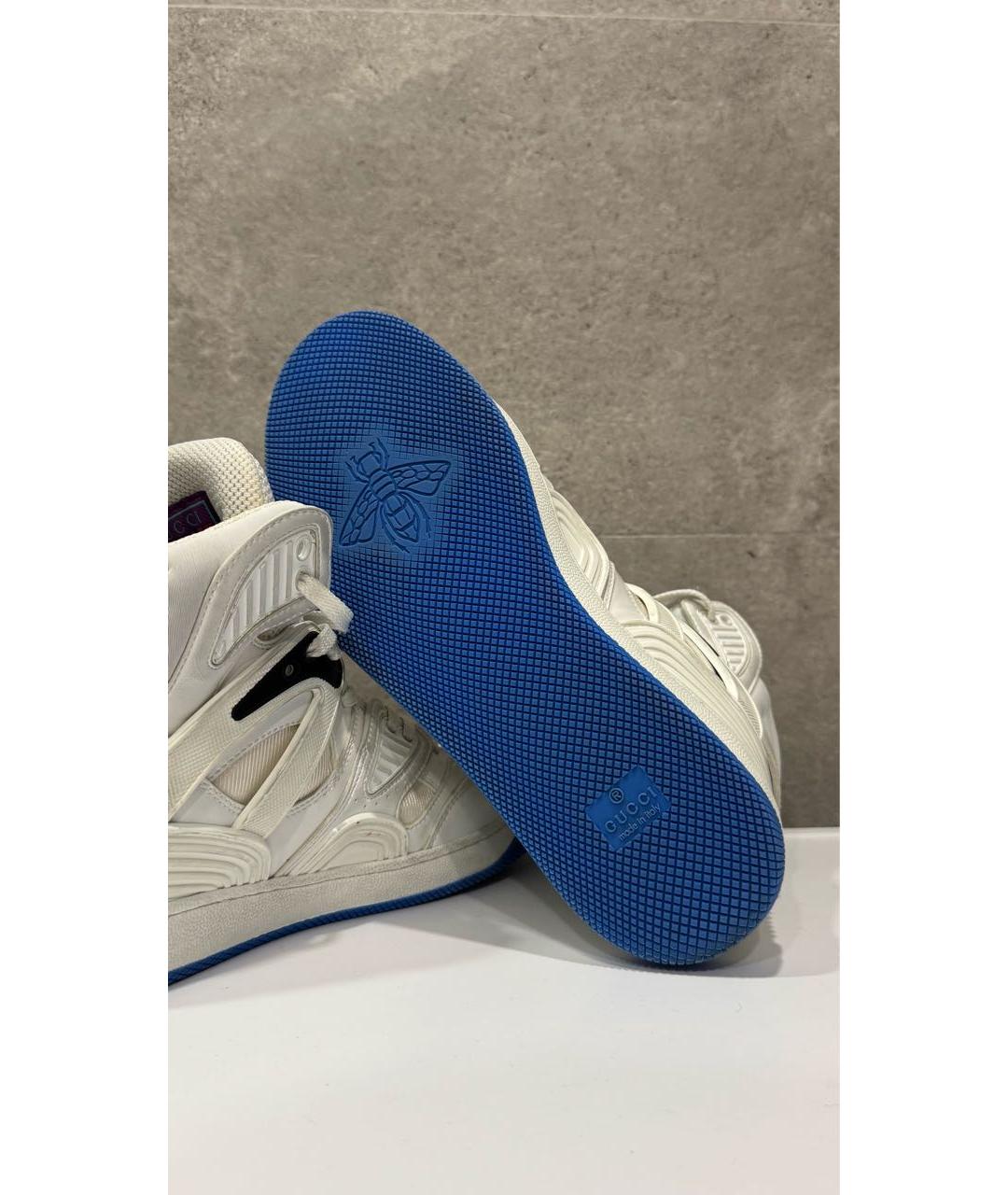 GUCCI Белые кожаные кроссовки, фото 4