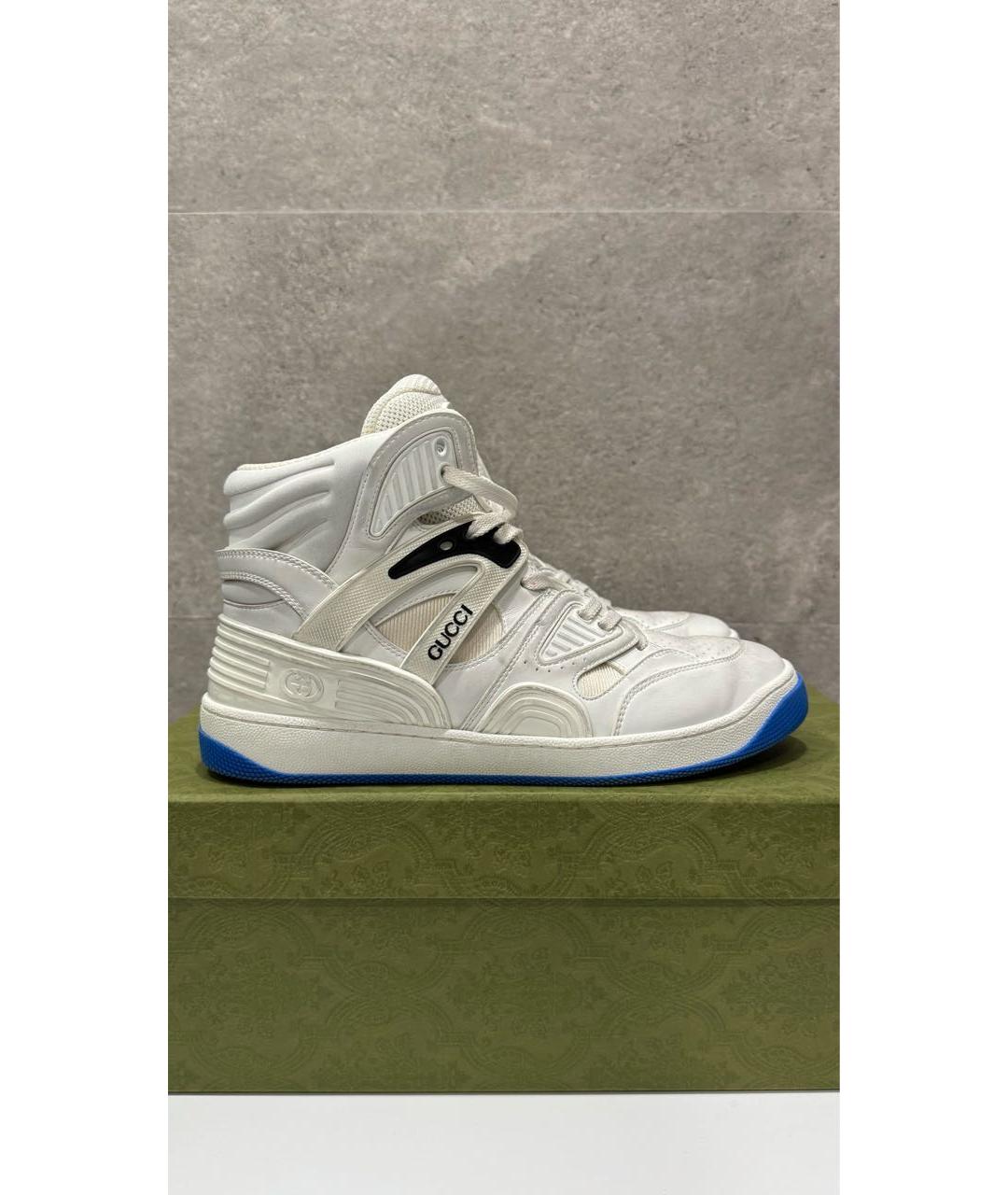 GUCCI Белые кожаные кроссовки, фото 7