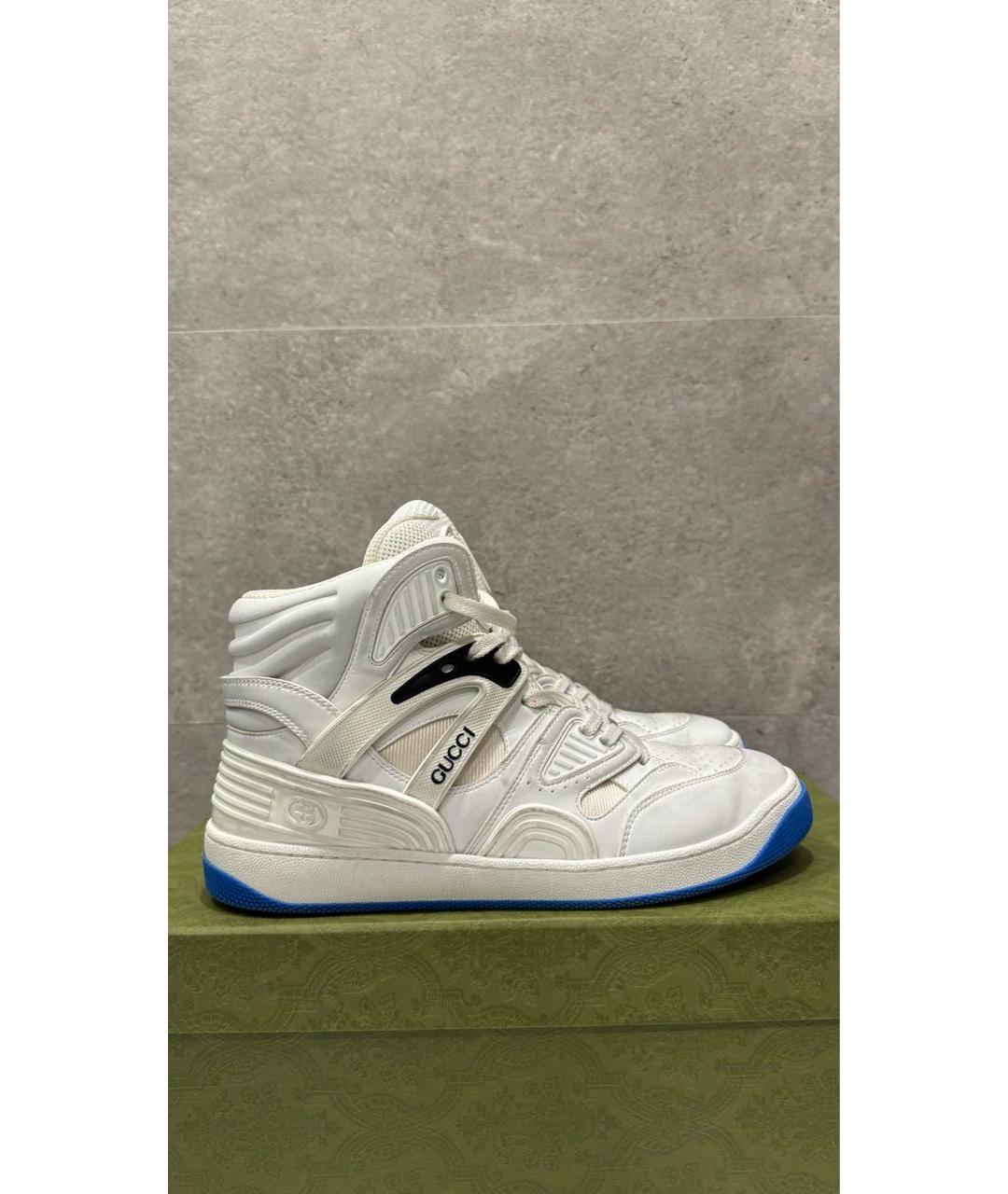 GUCCI Белые кожаные кроссовки, фото 5