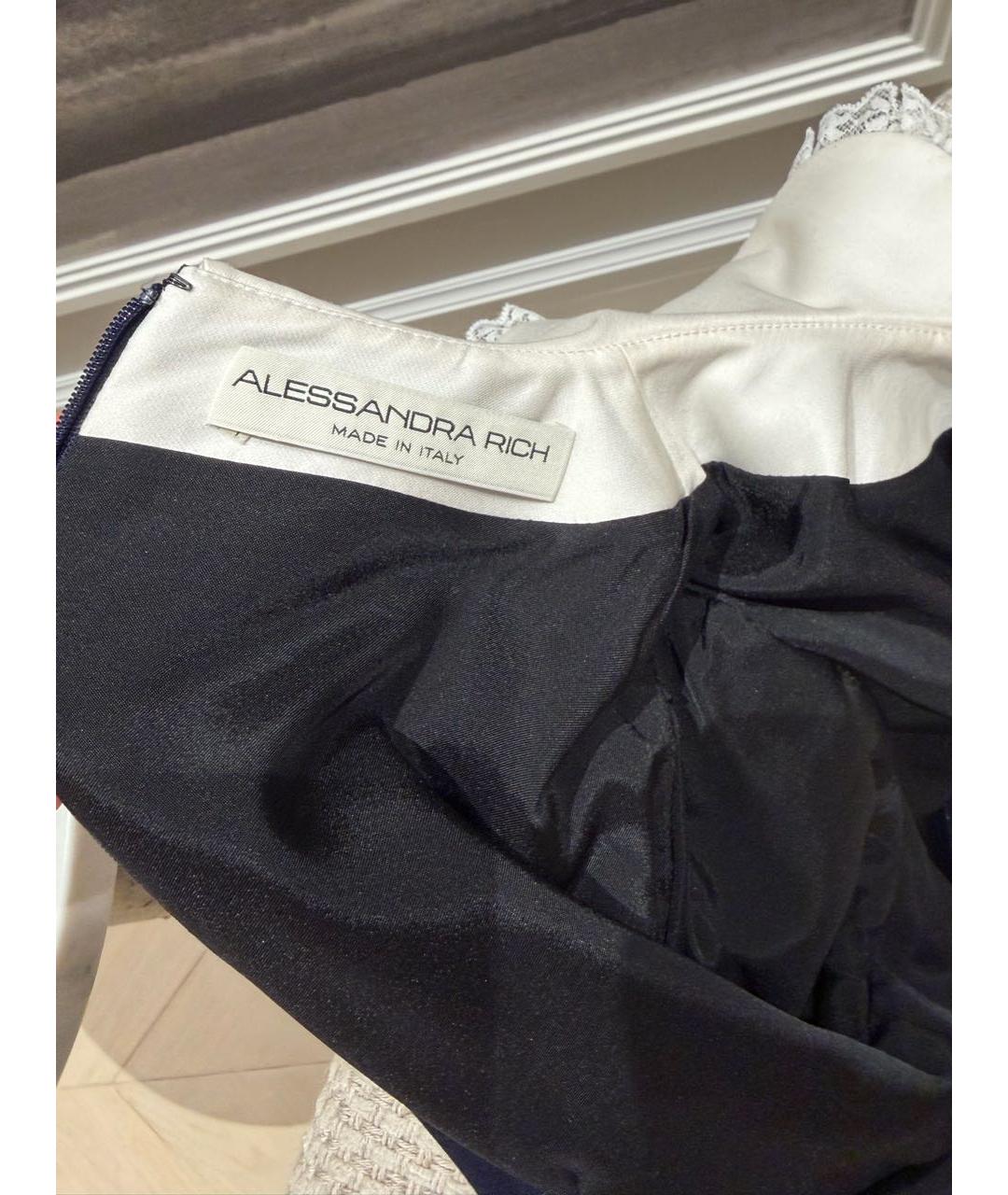 ALESSANDRA RICH Темно-синее вискозное коктейльное платье, фото 5