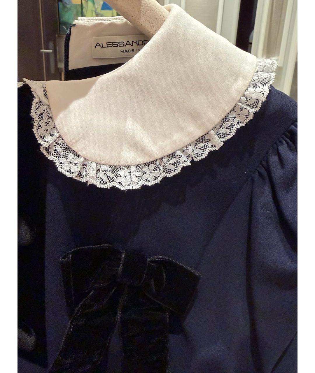 ALESSANDRA RICH Темно-синее вискозное коктейльное платье, фото 3