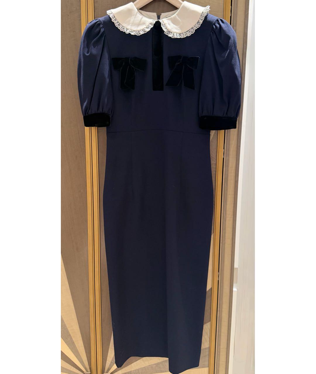 ALESSANDRA RICH Темно-синее вискозное коктейльное платье, фото 9