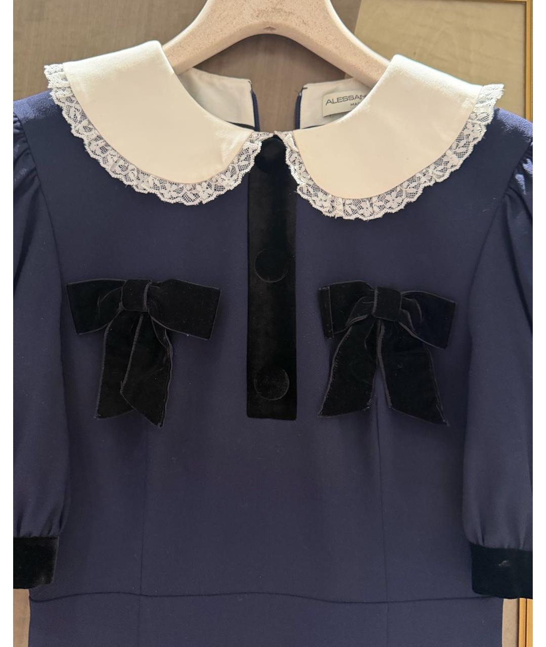 ALESSANDRA RICH Темно-синее вискозное коктейльное платье, фото 4