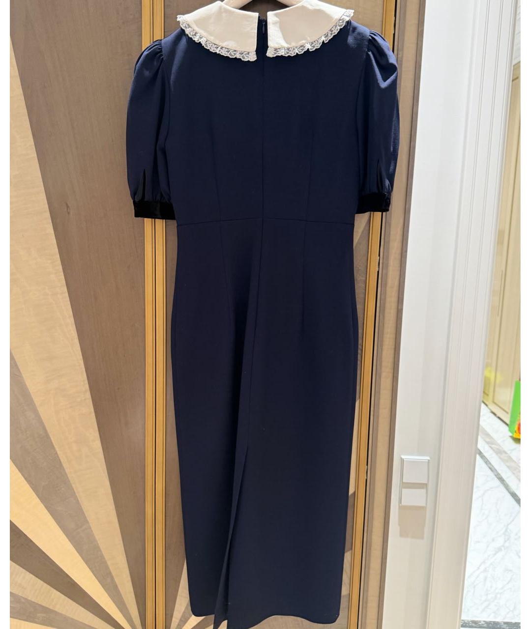 ALESSANDRA RICH Темно-синее вискозное коктейльное платье, фото 2