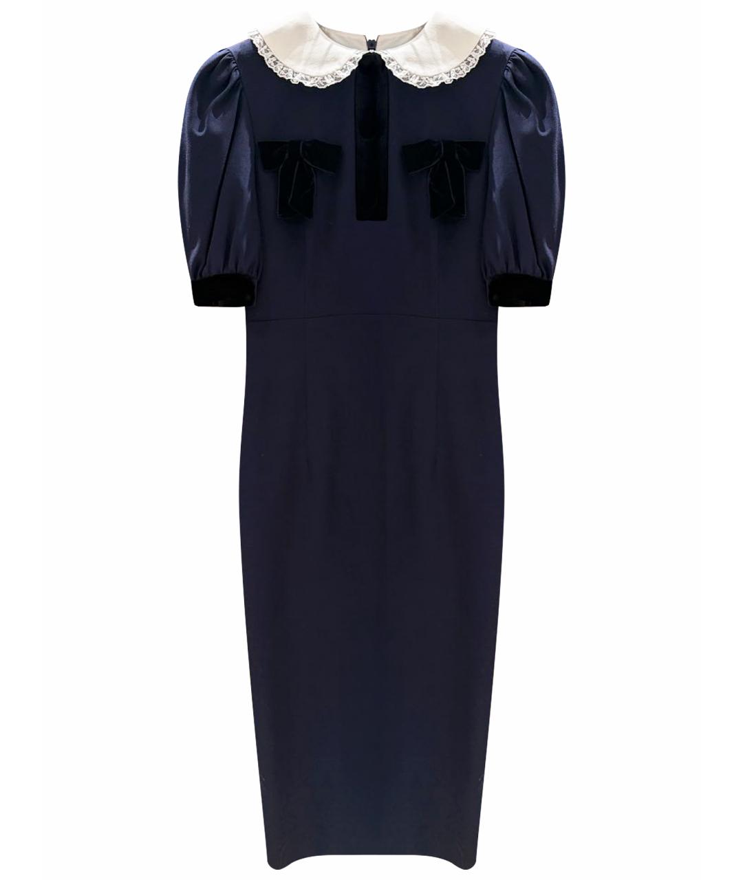 ALESSANDRA RICH Темно-синее вискозное коктейльное платье, фото 1