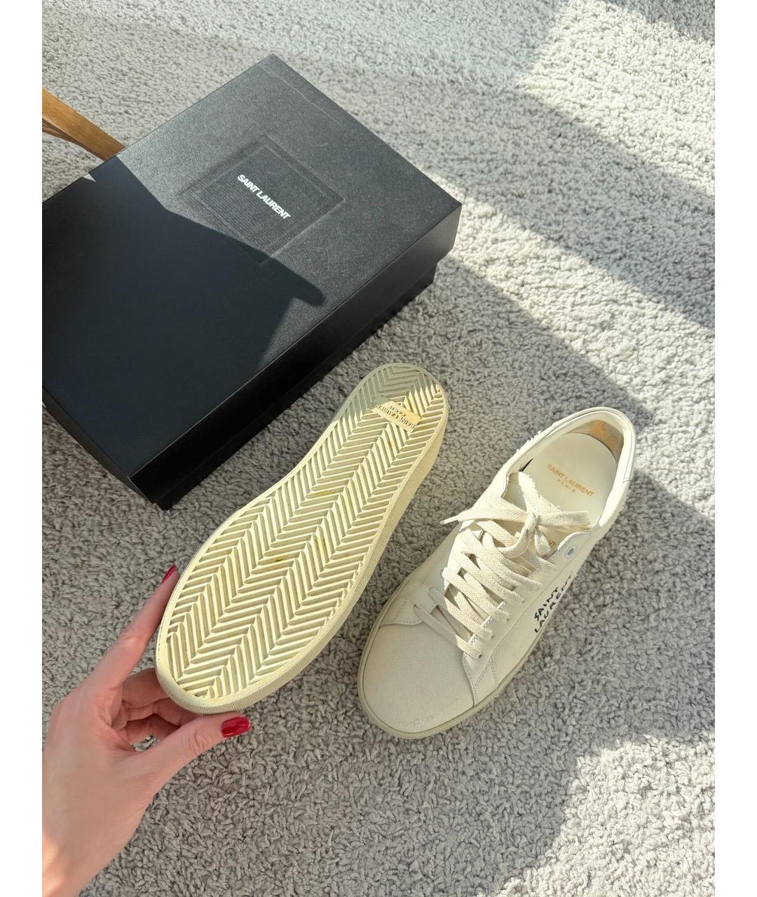 SAINT LAURENT Бежевые текстильные кеды, фото 4