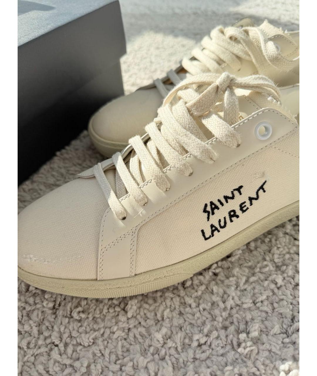 SAINT LAURENT Бежевые текстильные кеды, фото 8