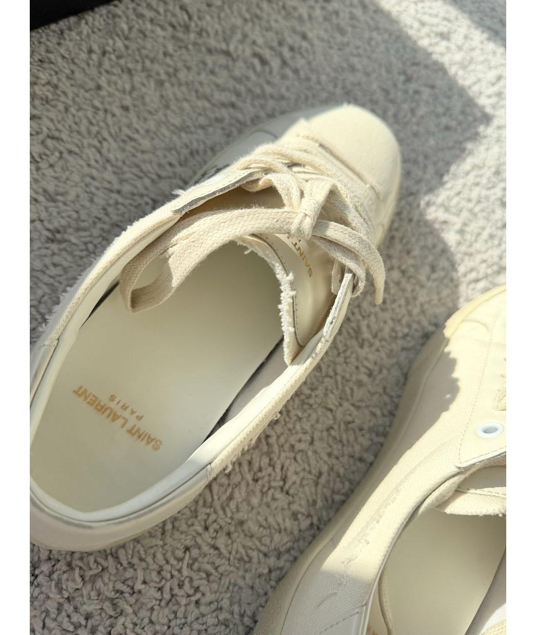 SAINT LAURENT Бежевые текстильные кеды, фото 6