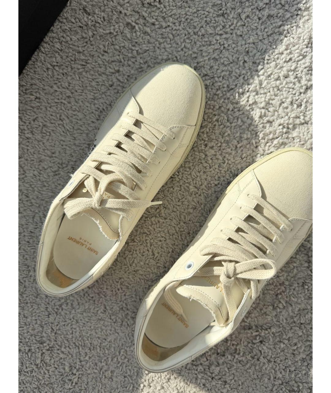 SAINT LAURENT Бежевые текстильные кеды, фото 5