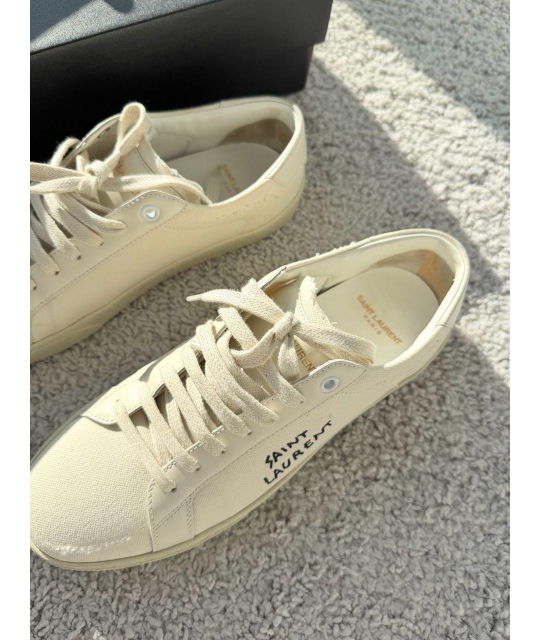 SAINT LAURENT Бежевые текстильные кеды, фото 3