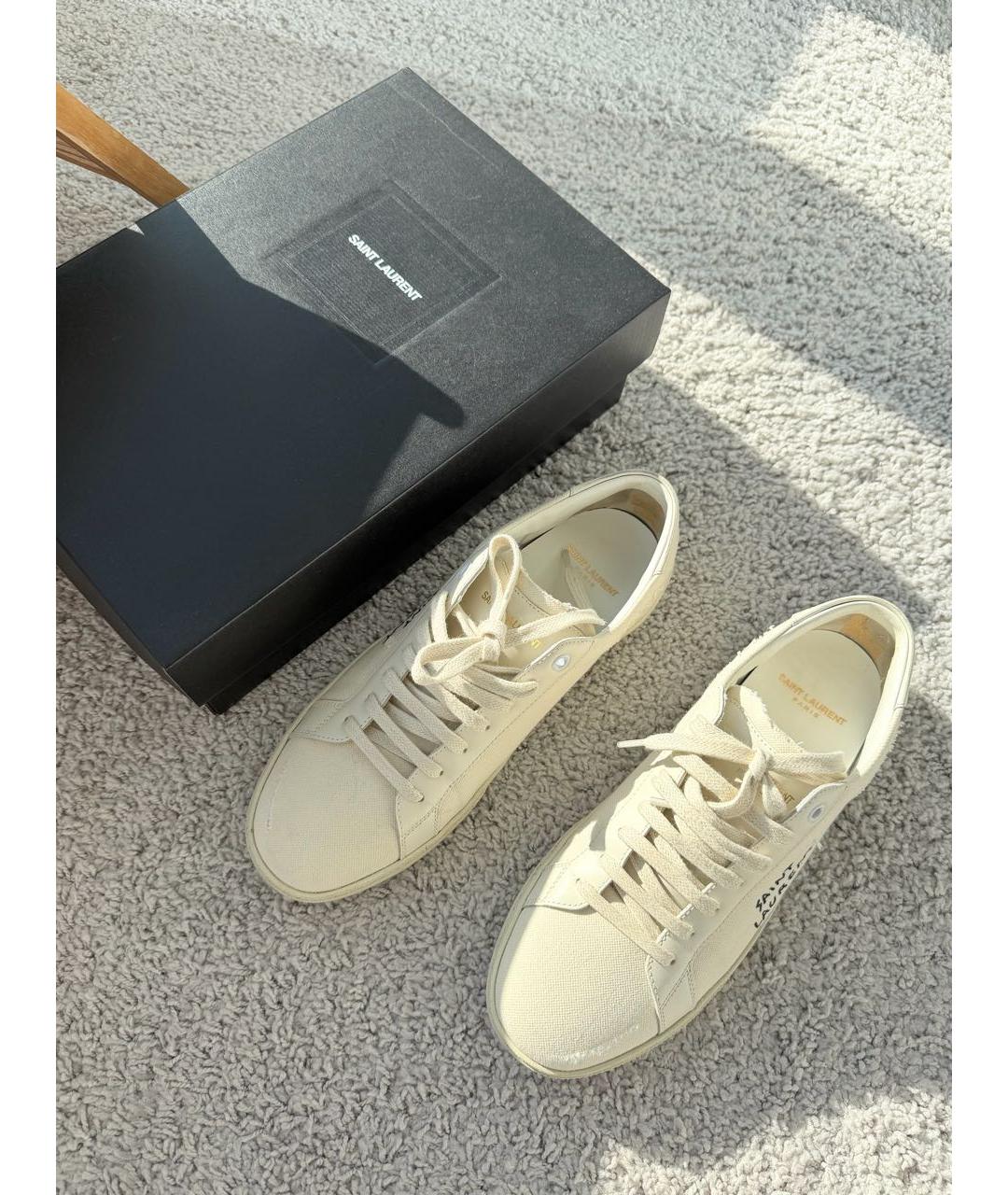 SAINT LAURENT Бежевые текстильные кеды, фото 2