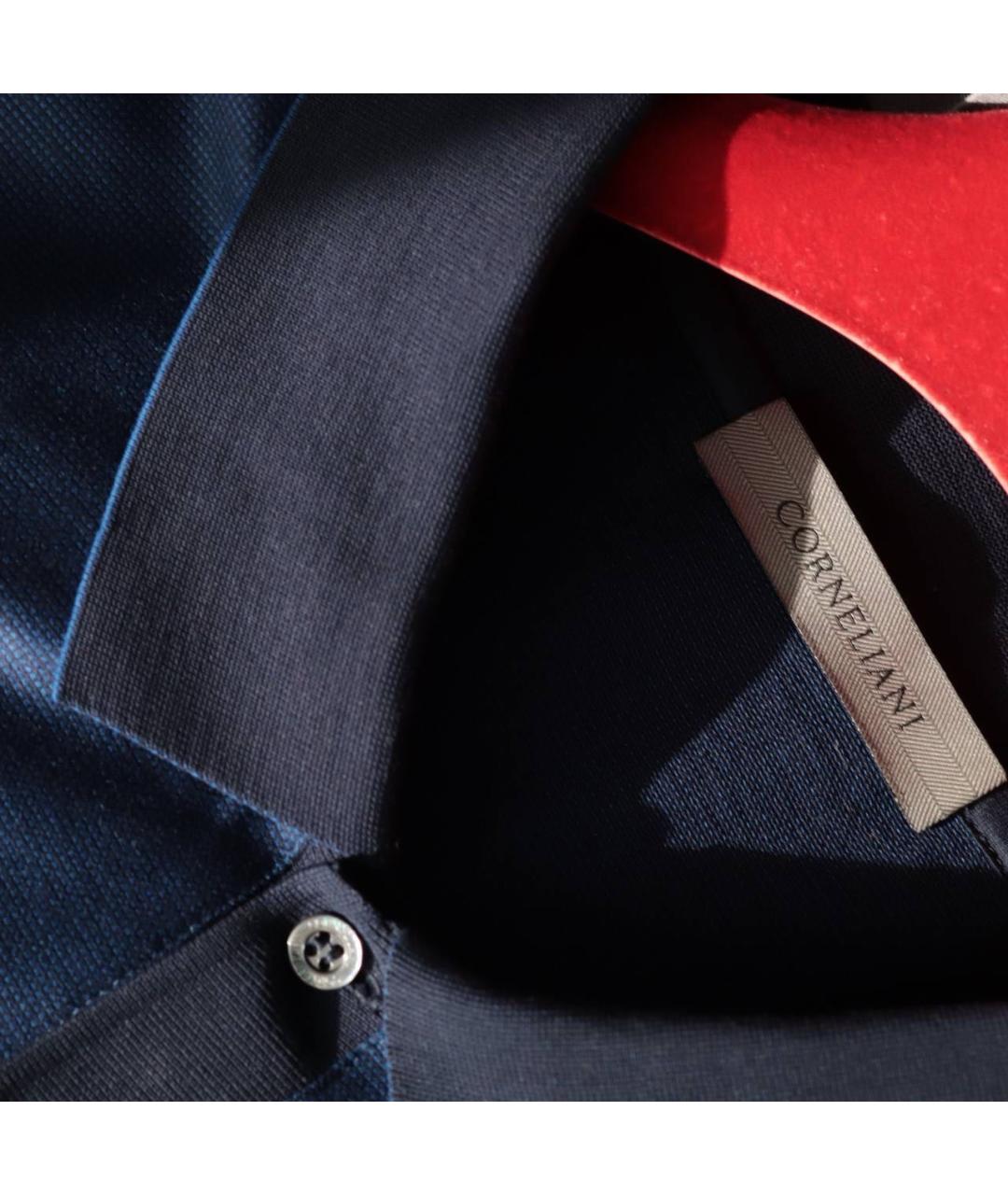 CORNELIANI Синее хлопковое поло с коротким рукавом, фото 3