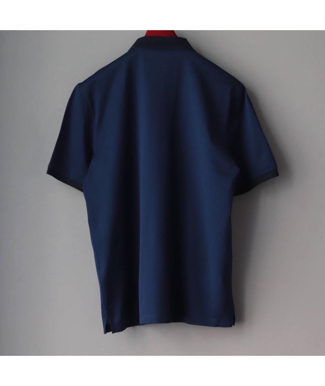 CORNELIANI Синее хлопковое поло с коротким рукавом, фото 2