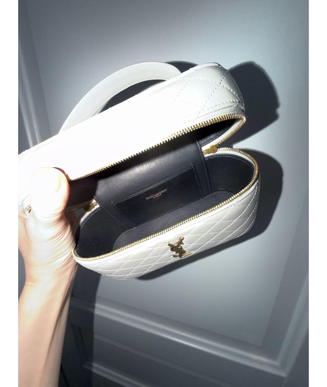 SAINT LAURENT Белая кожаная сумка через плечо, фото 4