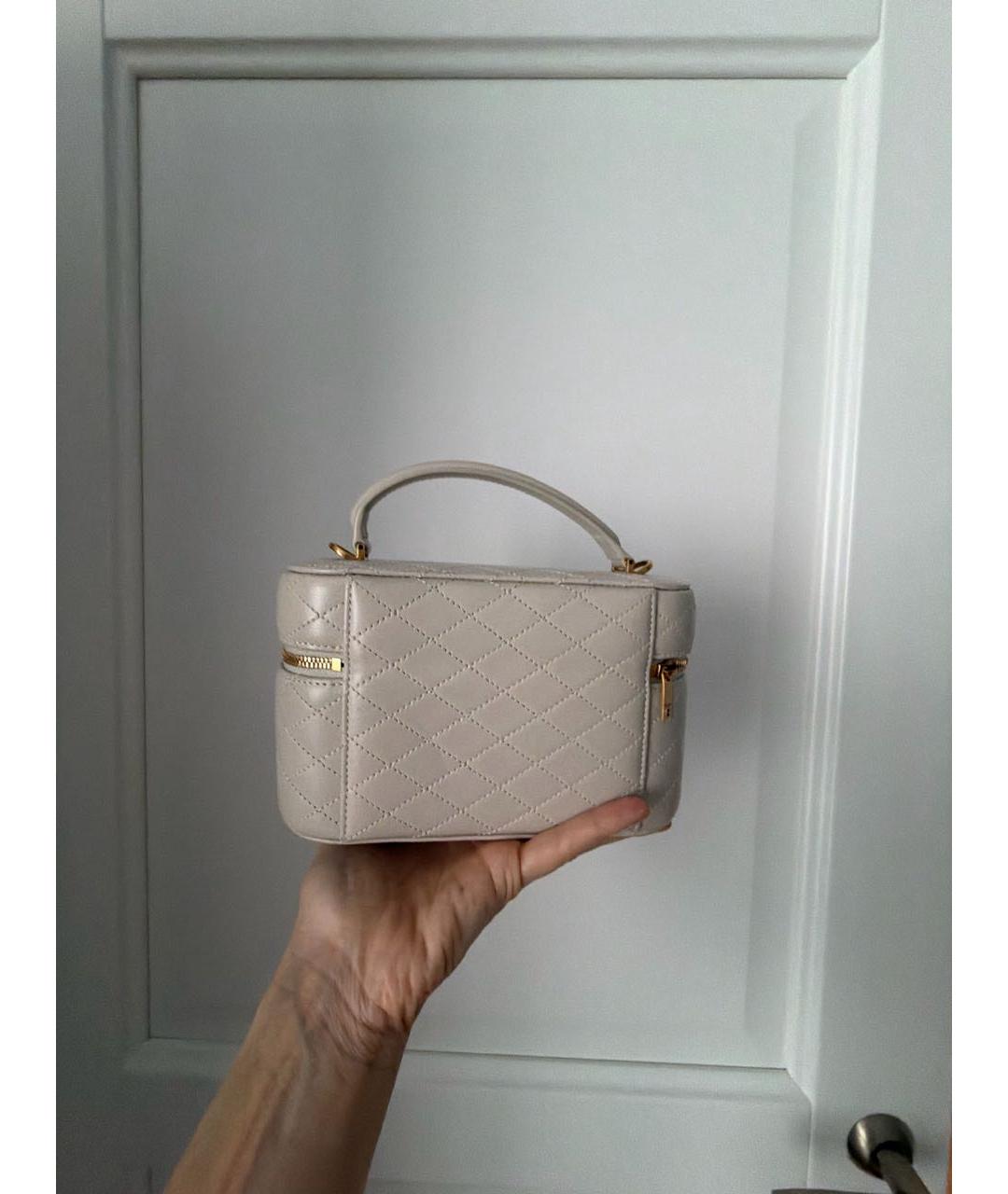 SAINT LAURENT Белая кожаная сумка через плечо, фото 3