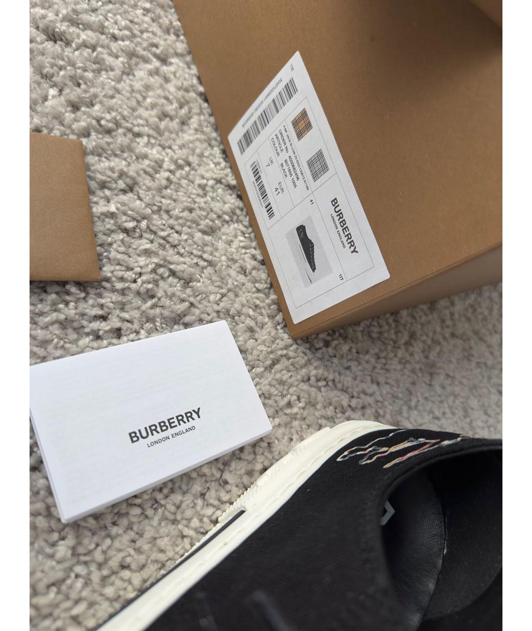 BURBERRY Черные текстильные кеды, фото 6
