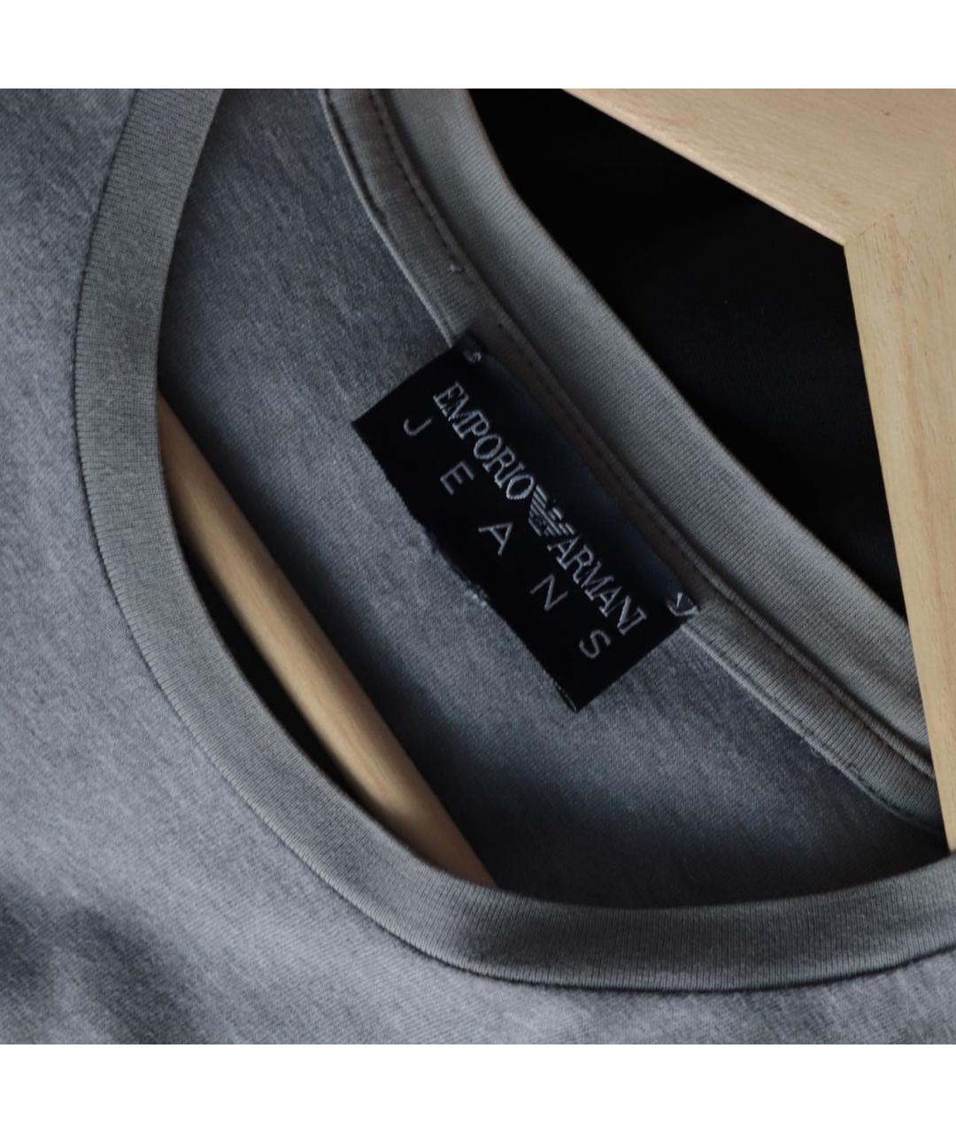 EMPORIO ARMANI Серая хлопковая футболка, фото 3