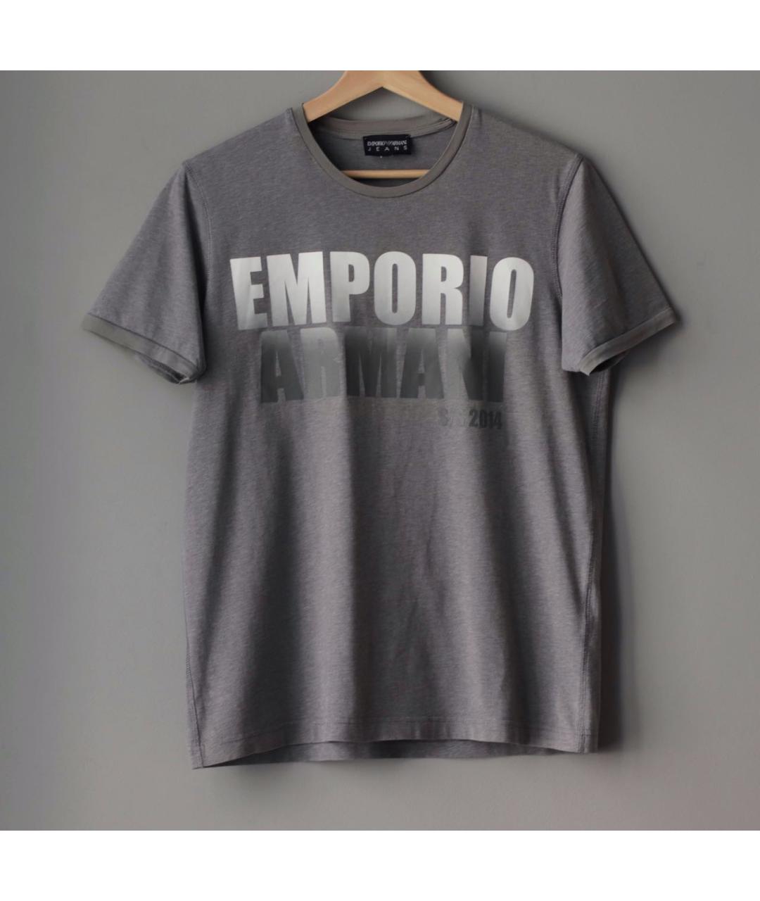 EMPORIO ARMANI Серая хлопковая футболка, фото 6