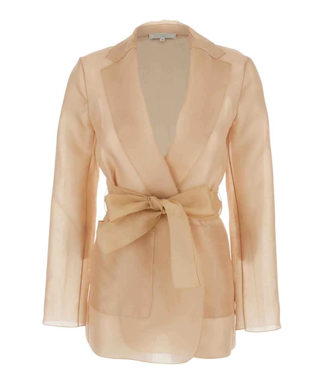 ANTONELLI Бежевый шелковый жакет/пиджак, фото 1