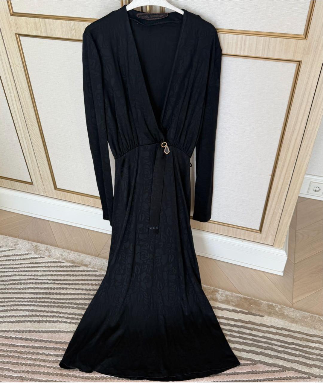 ULYANA SERGEENKO Черное вискозное вечернее платье, фото 9