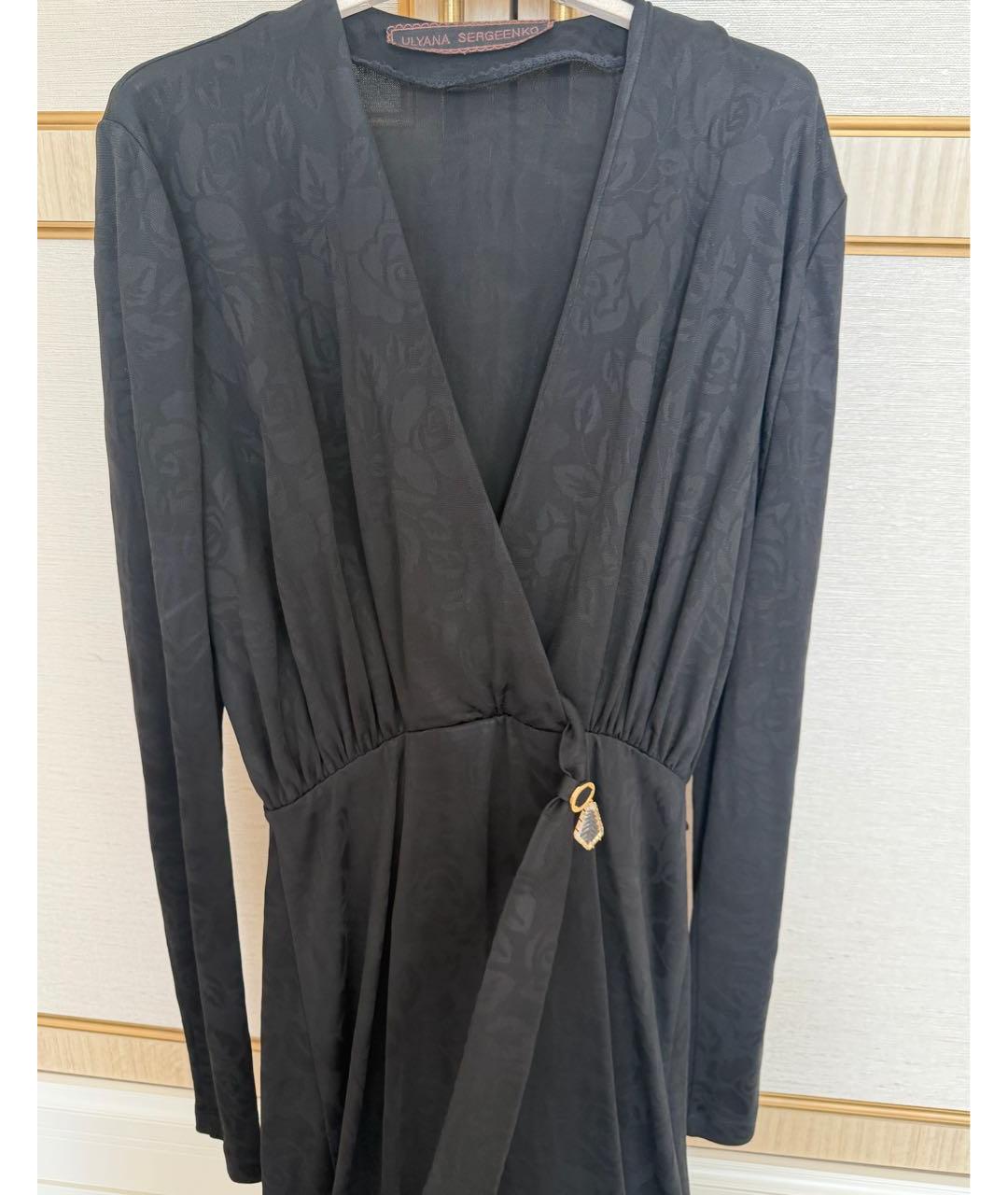 ULYANA SERGEENKO Черное вискозное вечернее платье, фото 4