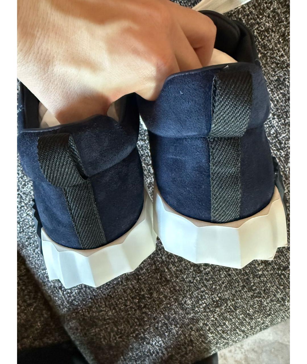 HERMES Темно-синие кожаные низкие кроссовки / кеды, фото 6