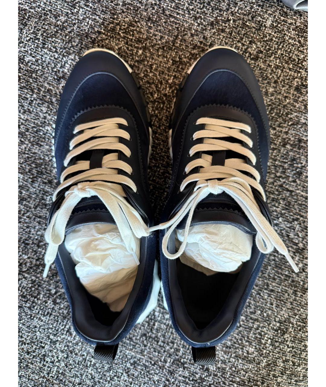 HERMES Темно-синие кожаные низкие кроссовки / кеды, фото 4