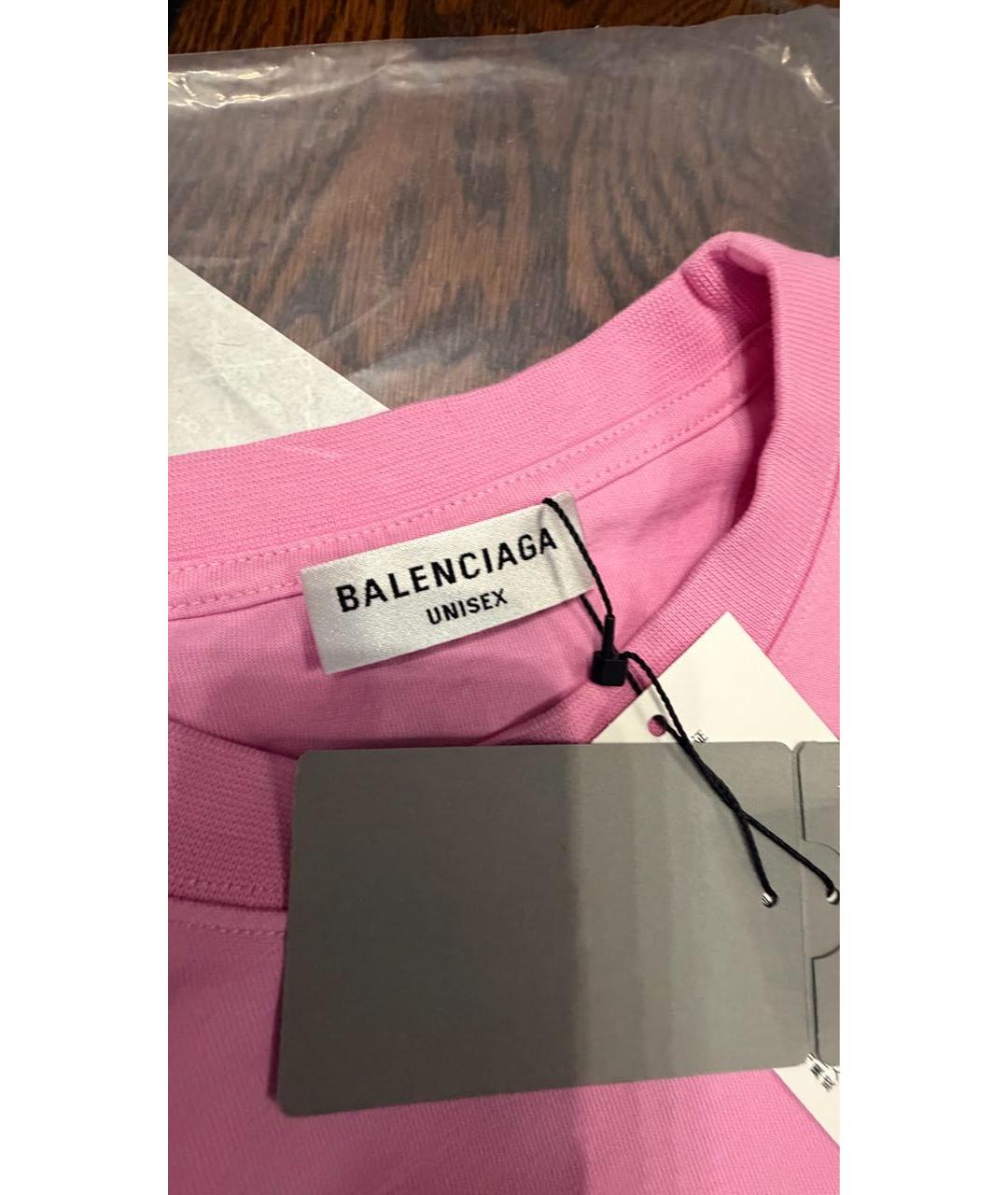 BALENCIAGA Розовая хлопковая футболка, фото 2