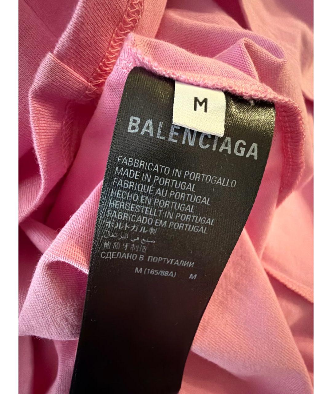 BALENCIAGA Розовая хлопковая футболка, фото 4