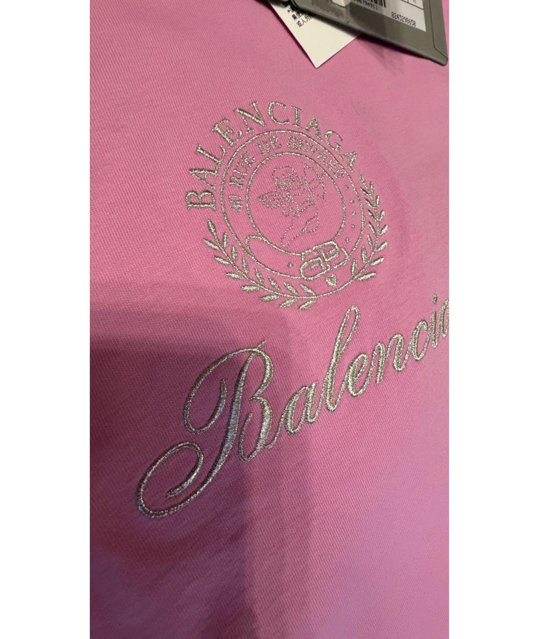 BALENCIAGA Розовая хлопковая футболка, фото 3