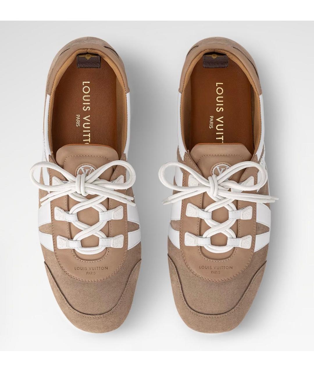 LOUIS VUITTON Бежевые замшевые кроссовки, фото 6