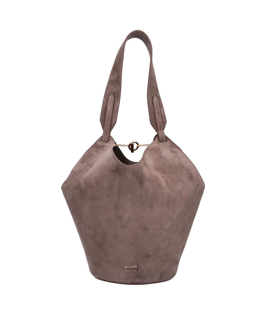 KHAITE Бежевая замшевая сумка тоут, фото 1