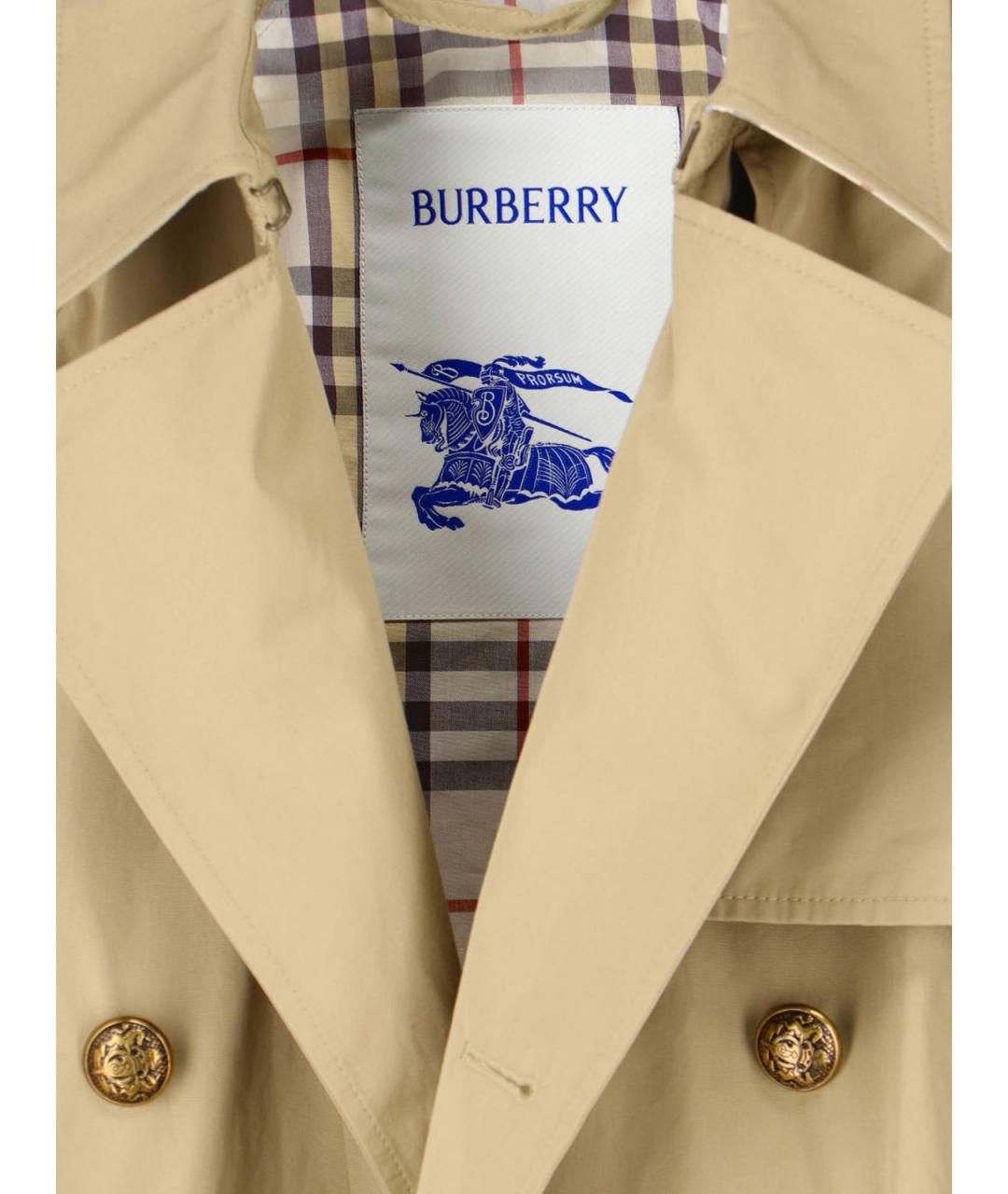 BURBERRY Бежевый хлопковый тренч/плащ, фото 3