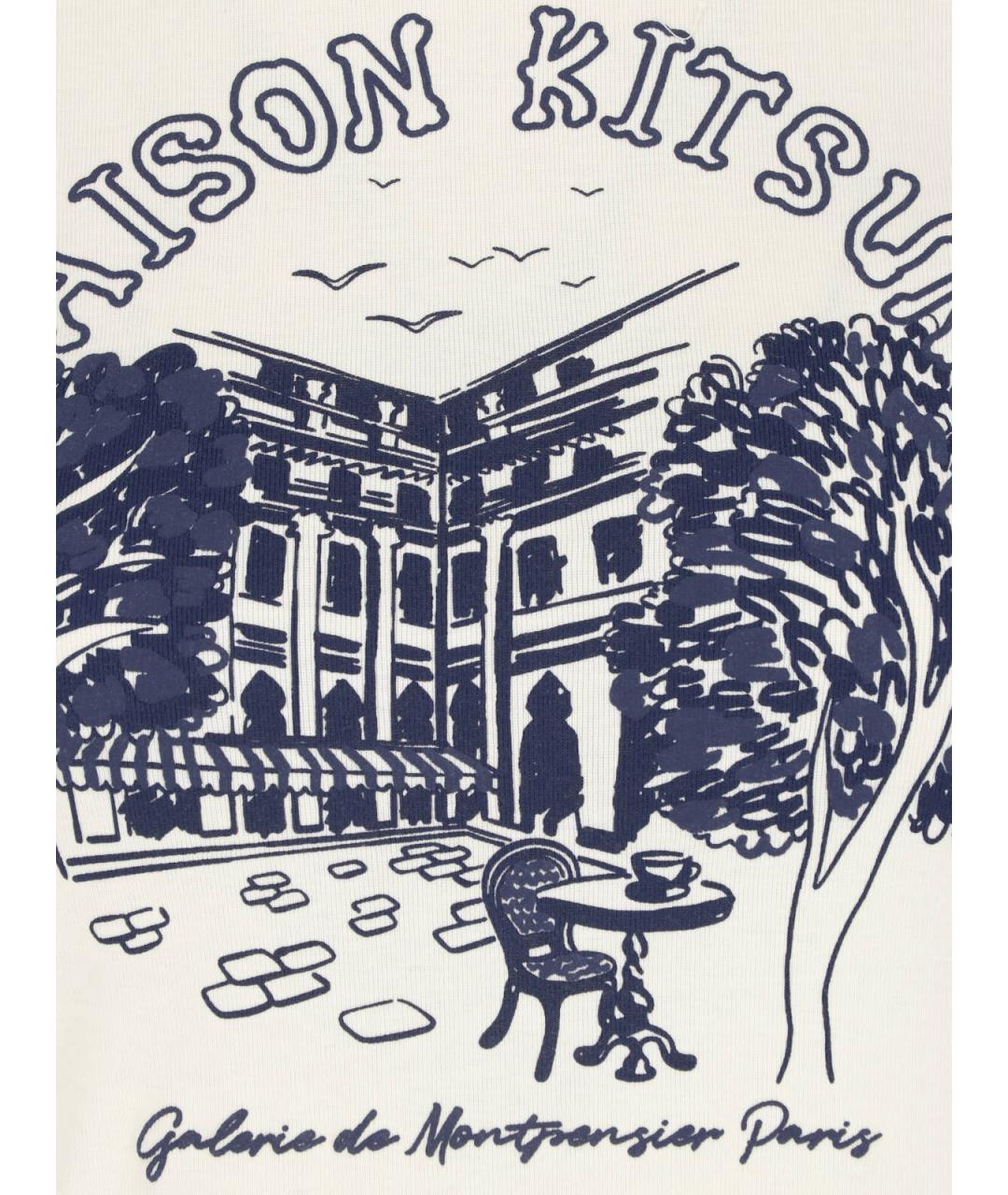 MAISON KITSUNE Бежевая хлопковая футболка, фото 3