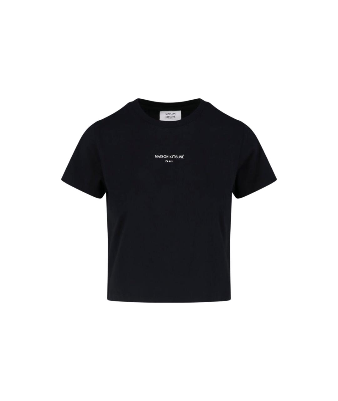 MAISON KITSUNE Черная хлопковая футболка, фото 1
