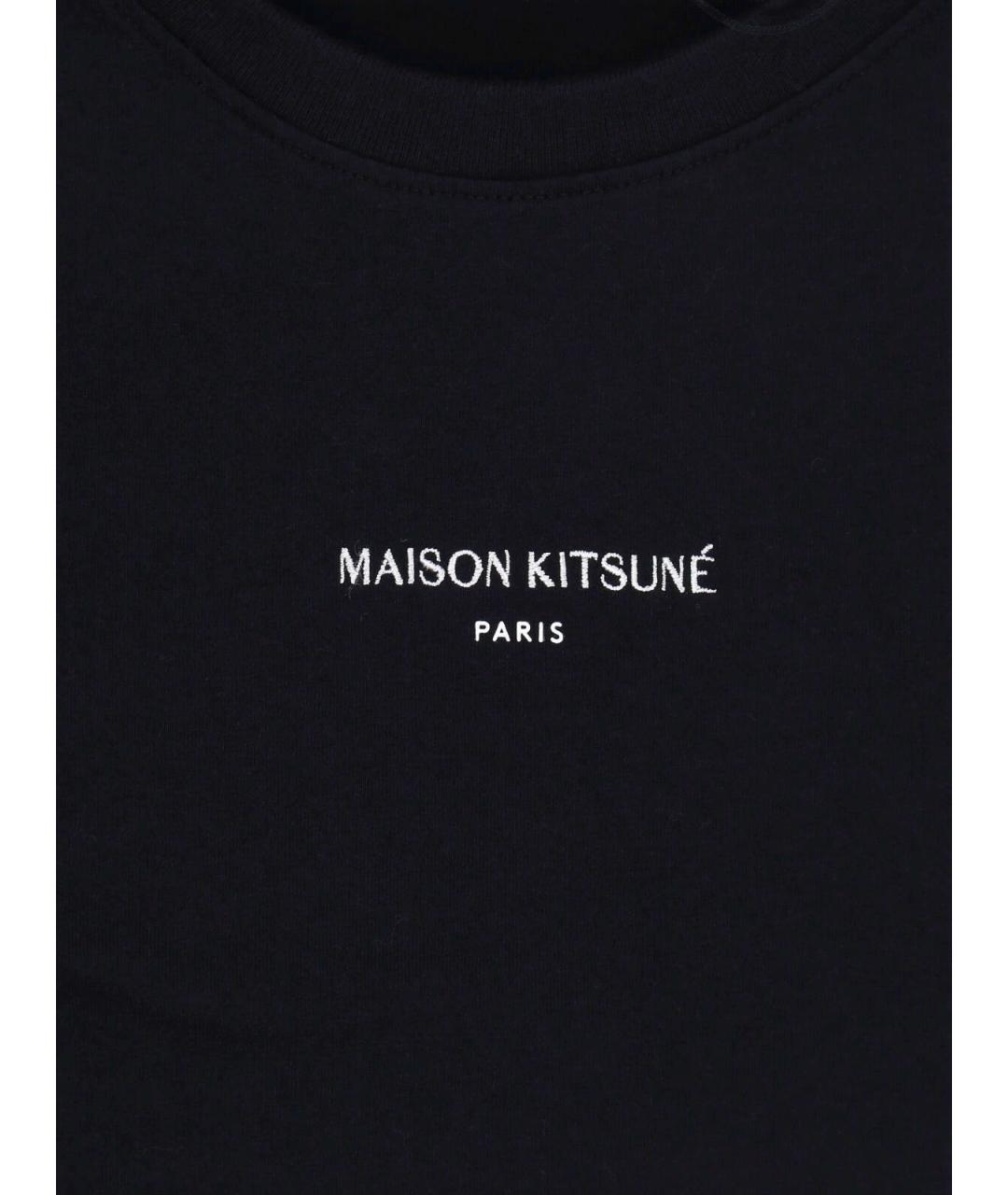 MAISON KITSUNE Черная хлопковая футболка, фото 3
