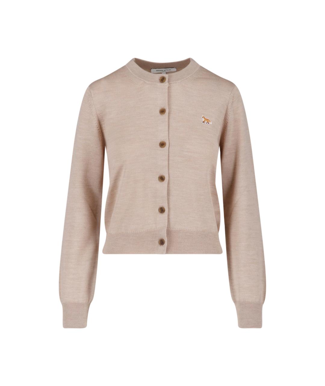 MAISON KITSUNE Бежевый шерстяной кардиган, фото 1