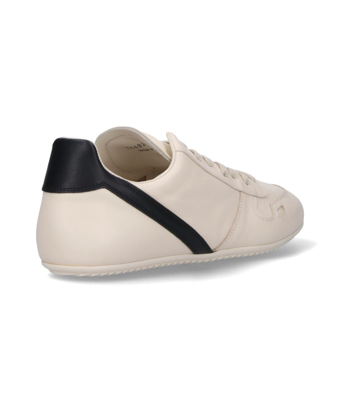 RICK OWENS Белые кожаные низкие кроссовки / кеды, фото 4