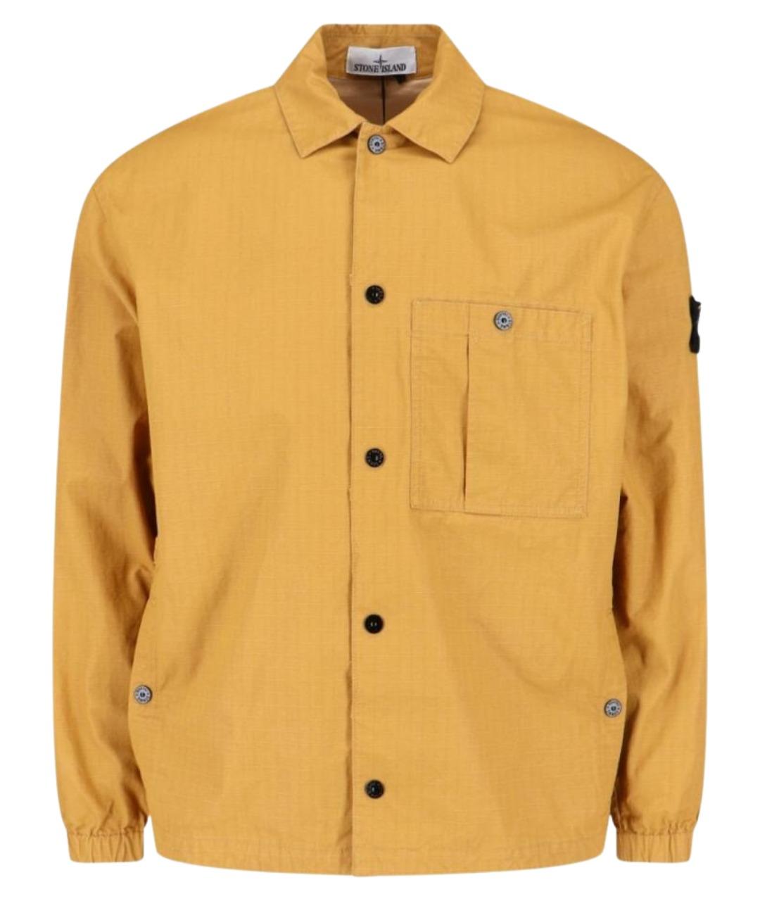 STONE ISLAND Горчичная хлопковая кэжуал рубашка, фото 1