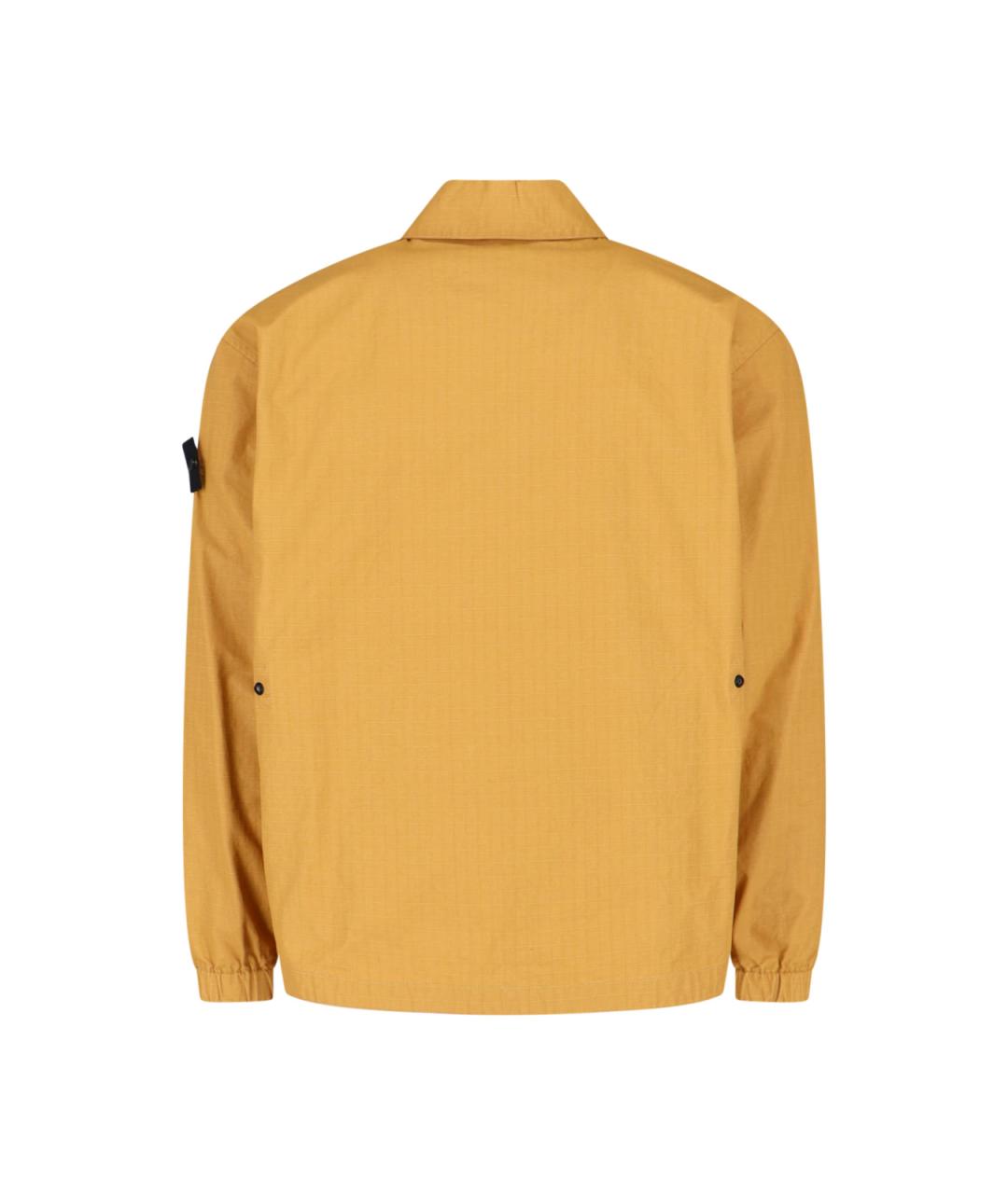 STONE ISLAND Горчичная хлопковая кэжуал рубашка, фото 2