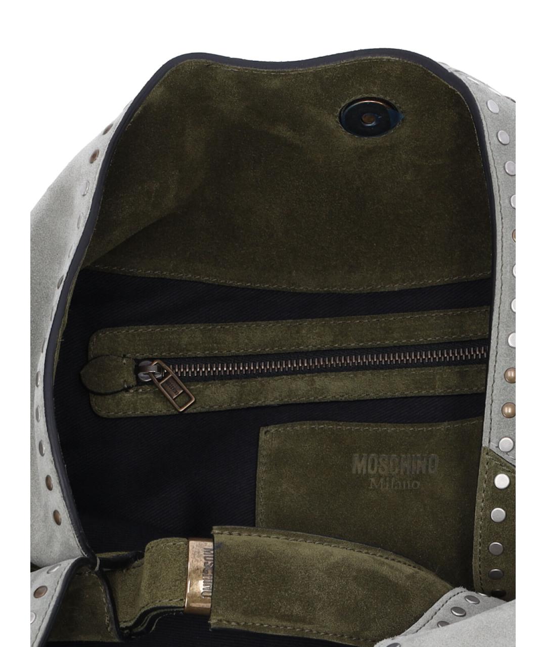 MOSCHINO Зеленая кожаная сумка тоут, фото 4