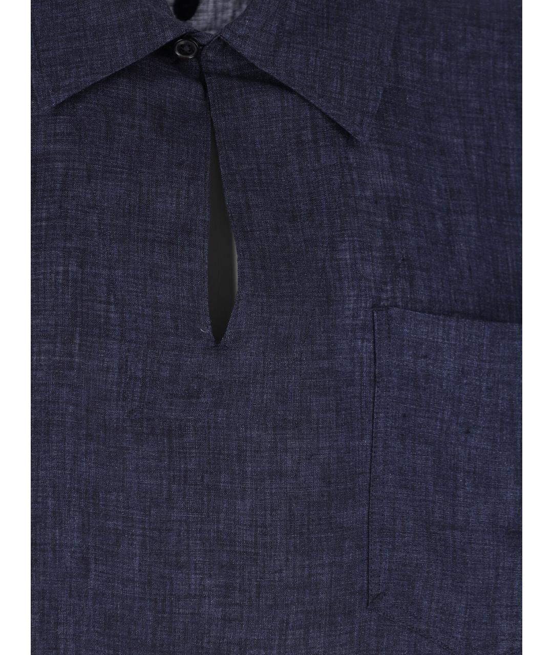 PAUL SMITH Синяя льняная кэжуал рубашка, фото 3