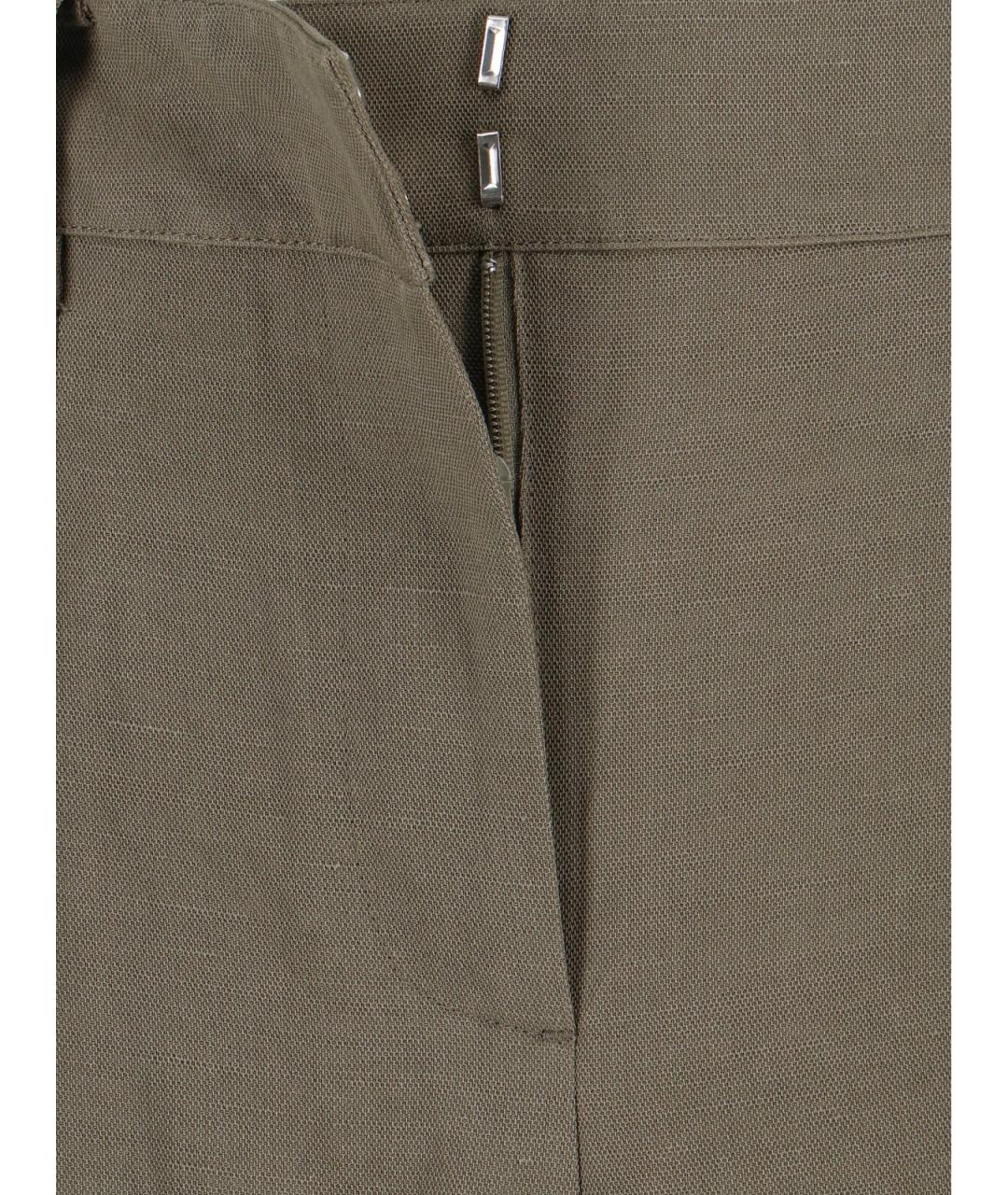 THE FRANKIE SHOP Зеленые льняные прямые брюки, фото 5