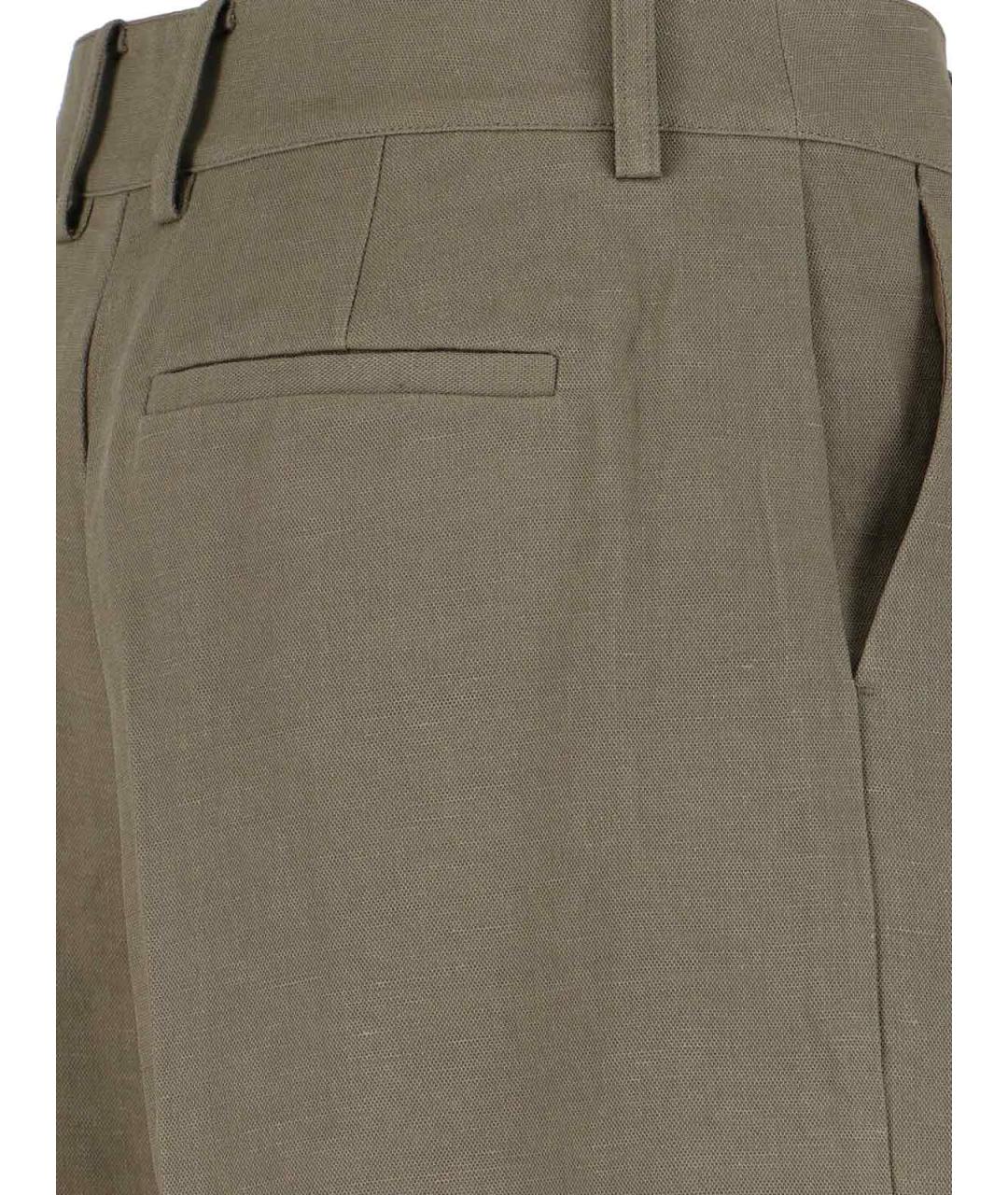 THE FRANKIE SHOP Зеленые льняные прямые брюки, фото 4