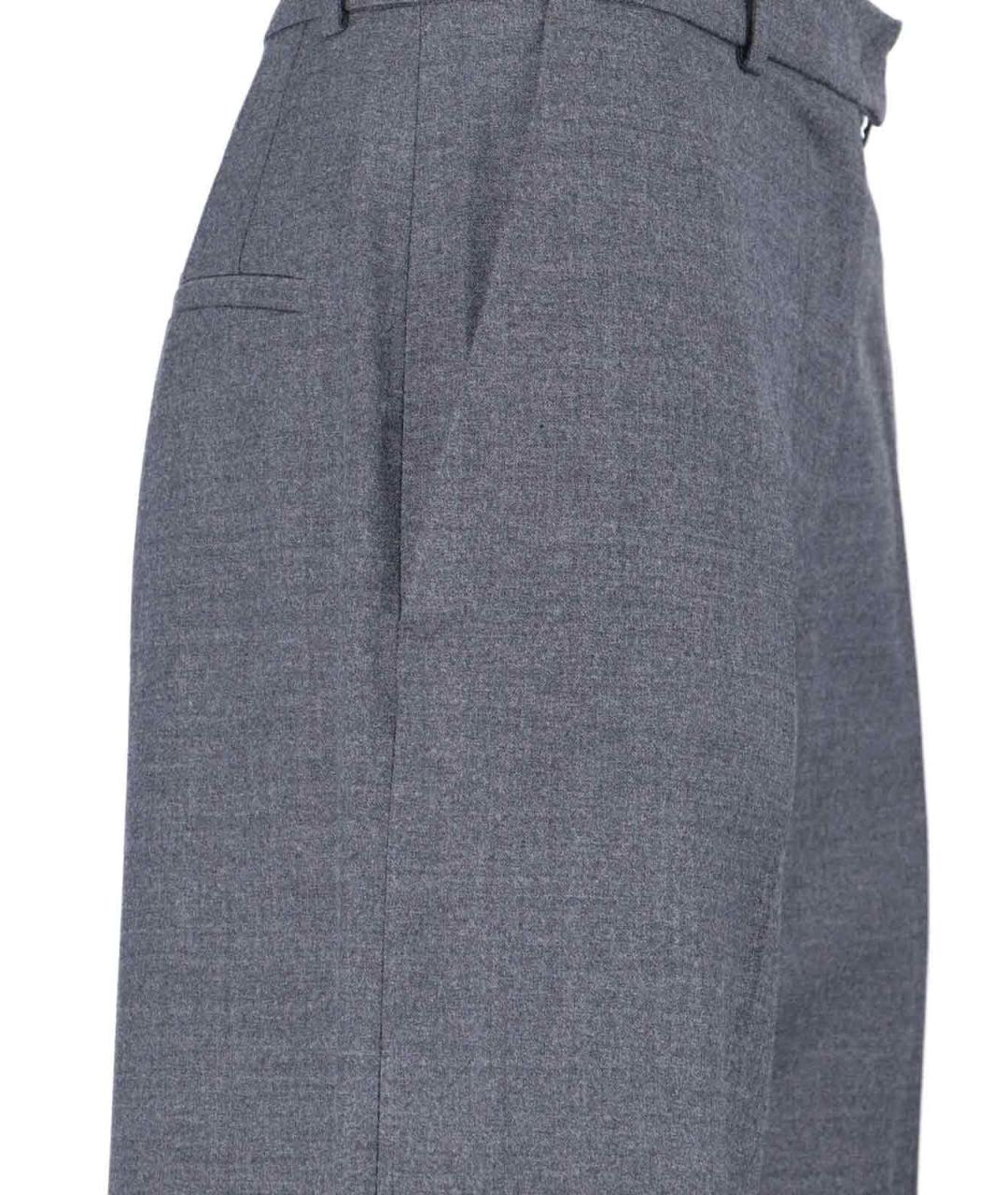 THE FRANKIE SHOP Серые шерстяные прямые брюки, фото 4