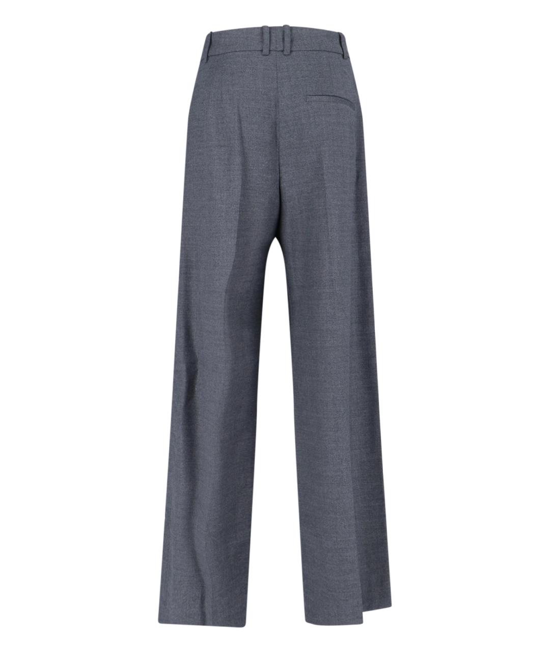 THE FRANKIE SHOP Серые шерстяные прямые брюки, фото 2