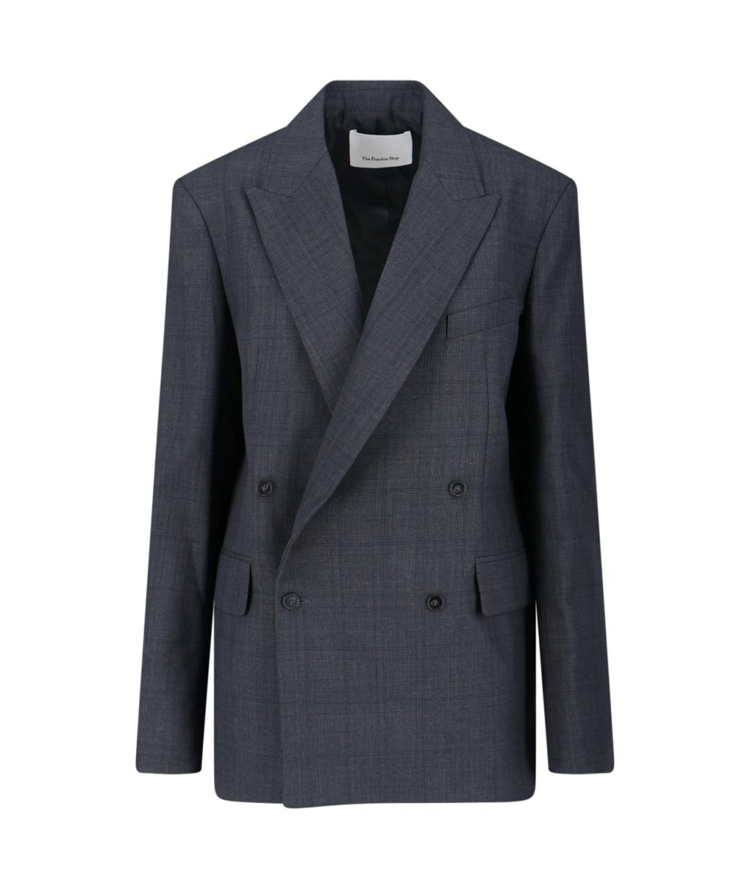 THE FRANKIE SHOP Серый шерстяной жакет/пиджак, фото 1